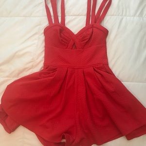 Bright red mini romper/dress